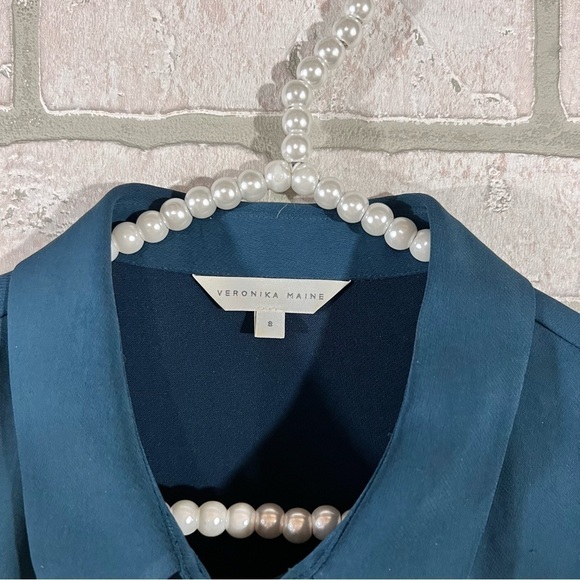 Veronika Maine Teal Jewel Tone Button Down Button Size S - Picture 5 of 8